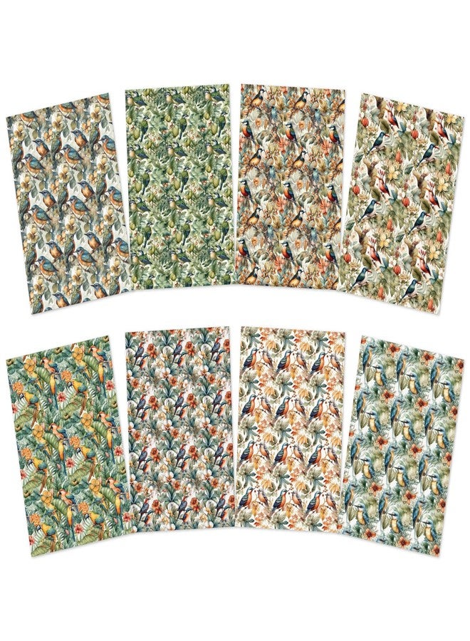 CrafTangles مجموعة ورق ديكوباج كرافت تانجلز A4 - طيور زهرية 1 و 2 (8 أوراق) - Image 1